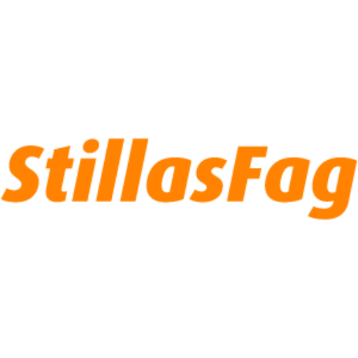 Logo med 'StillasFag' i fet oransje skrift.